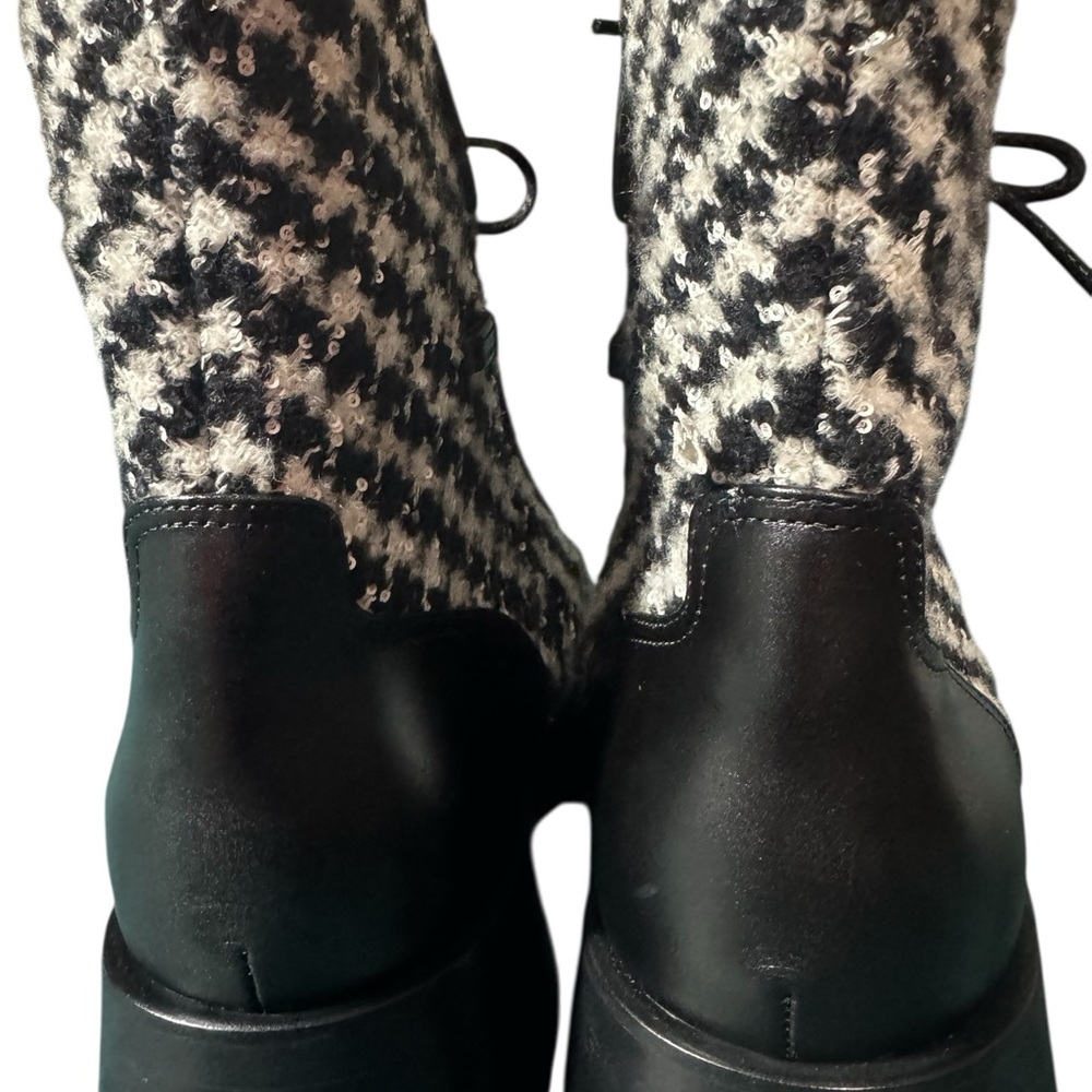 Chanel Tweed Houndstooth Combat Boots IT 37 - Picture 5 of 10